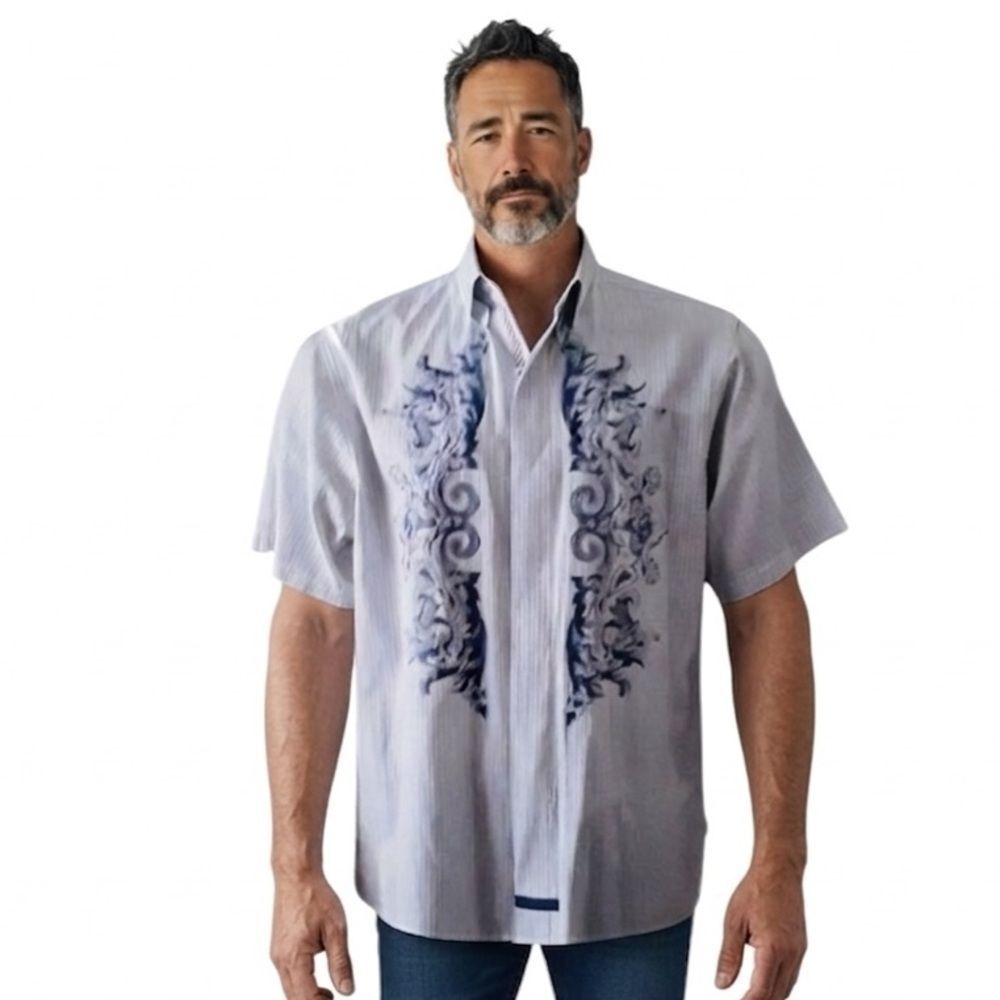 English Laundry Men's Embroidered Button-Up Shirt Size L